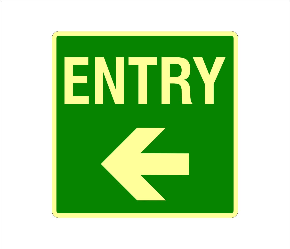 MINTKRAFT"ENTRY" LEFT ARROW Sign Foam Sheet, Glow in Dark, UV Vinyl, Self-Adhesive, Indoor and Outdoor Use, 8 inches x 8 inches X 0.12 inches SLF716