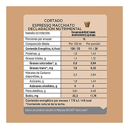 Nescafé Dolce Gusto Café Cortado Espresso Macchiato - 16 Cápsulas de Café - Imagen 7