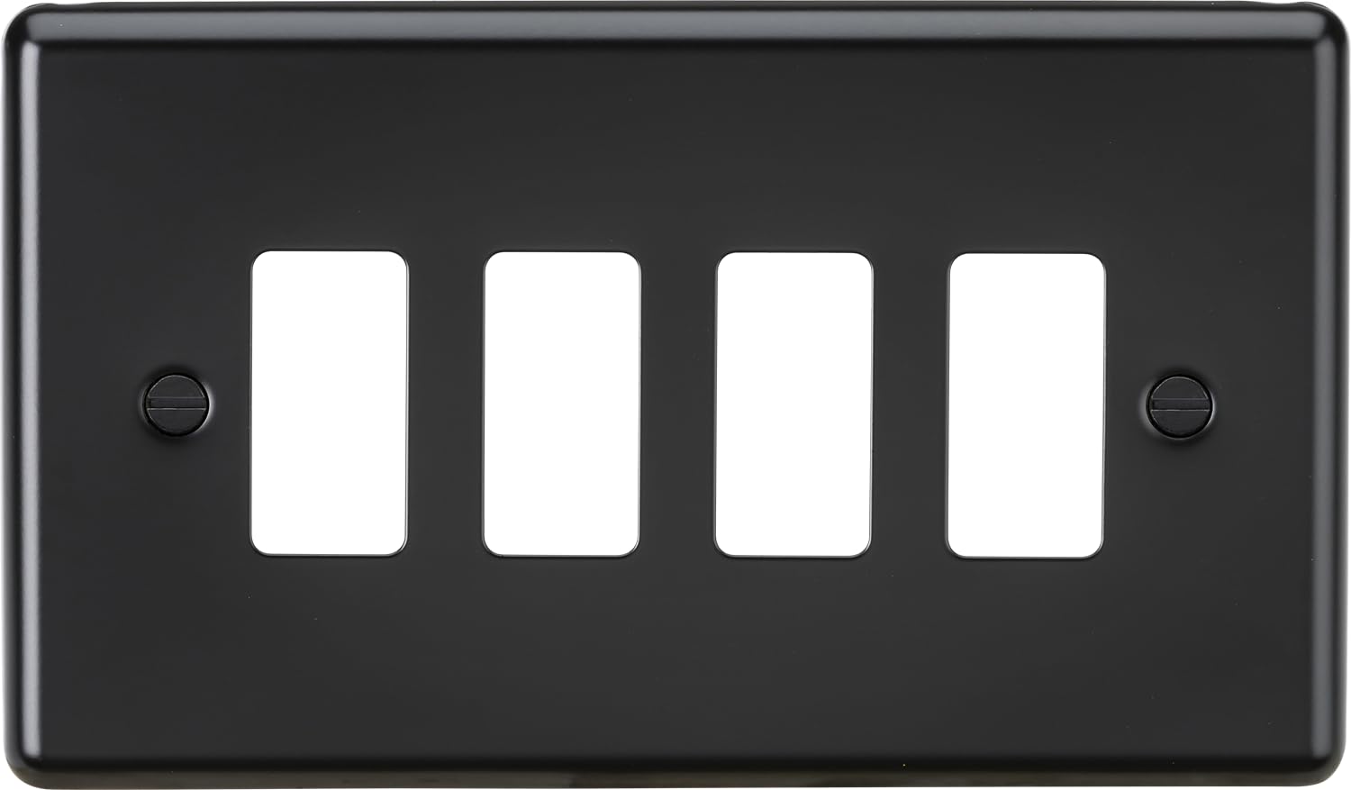 Knightsbridge Matt Black 4G Grid Faceplate