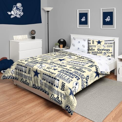 FOCO Dallas Cowboys NFL Retro Bed in a Bag Comforter Bedding 5 Piece Twin Set
