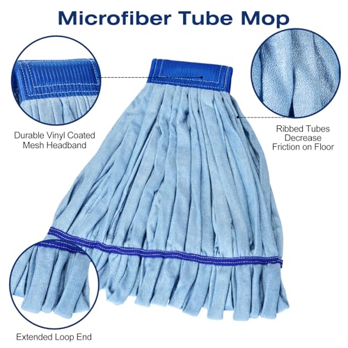 Image of Matthew Cleaning Microfiber Tube Mop(Large,Blue,3Pack) Heavy Duty Mop Head Replacement,Excellent Absorbency,Premium launderability,Reusable,Loop end for Home,Commercial&Industrial Use