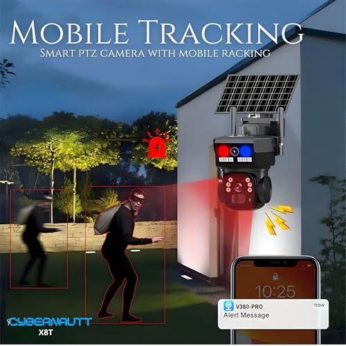 Image of XUGA-Cybernautt Series X8T 8MP PTZ Dual Solar 4G Sim Outdoor CCTV Camera | Color Night Vision | Motion Detection | Water Proof | RGB Light | Use Air-tel 4G Sim