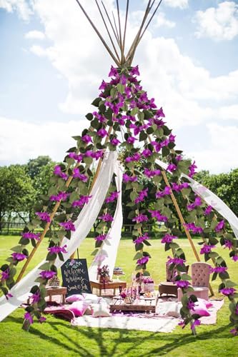 Image of Nutts Artificial Bougainvillea Silk Vines Creepers Hanging Flower Garland for Wedding & Home Decoration, Flower Garland (2, Purple)