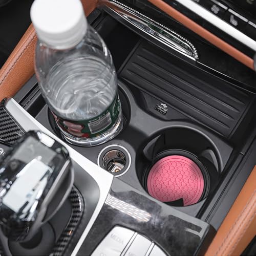 Image of Mandark 4PCS Car Cup Holder Coasters, 2.75 Inch Non-Slip Insert Water Bottle Holder Pads, Dustproof Automotive Interior Accessories Mat, Universal for Vehicles, Trucks, RVs and More (Pink)