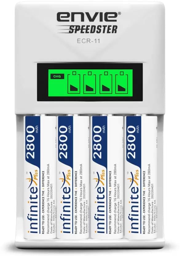 Envie Speedster ECR-11 + 4xAA 2800 Ni-MH Rechargeable Camera Battery Charger (White)-picture-14