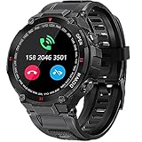 Military Smart Watch for Men GPS Watch with Flashlight Compass 3ATM Waterproof Rugged Tactical Smartwatch Bluetooth Calling 1.45'' HD Sports Watch Fitness Watch Compatible with iPhone Samsung