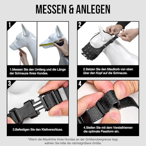 OneTigris Maulkorb für Hunde, Leicht und Weich Maulkorb füttern und Trinken erlaubt, Für das Sozialisierungstraining, Atmungsaktive Haustier Maske, Klettverschluss, schützt vor Bellen & Beißen (XXL)