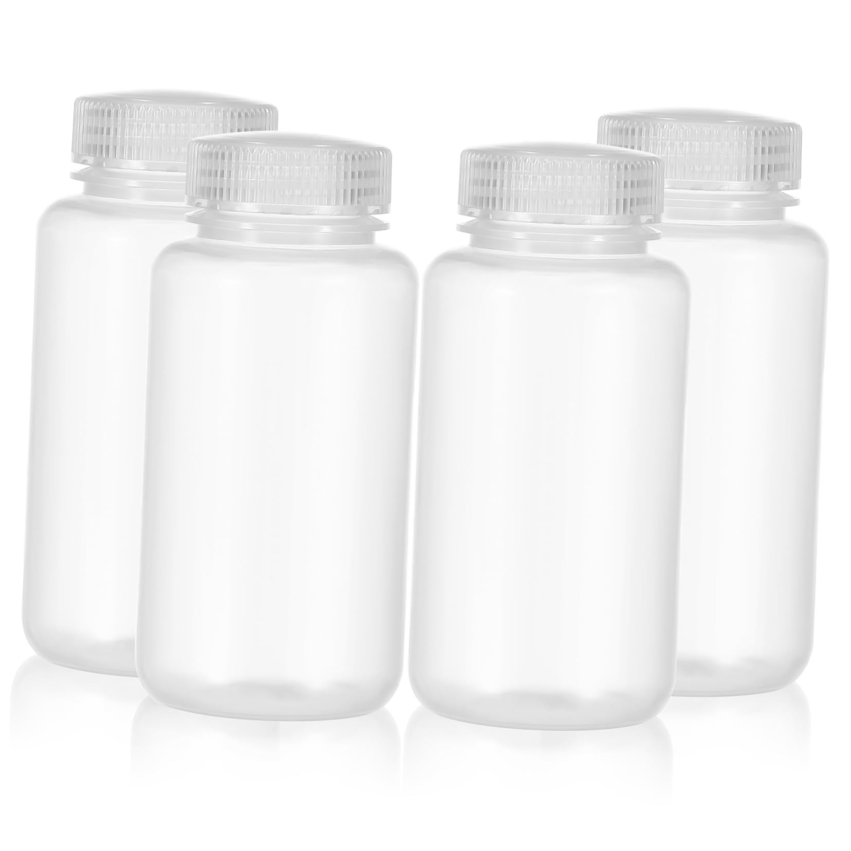 NAMOARLY 4pcs Lab Bottles Screw Caps Insulated Plastic Water Bottles 250ml Storage Containers for Travel