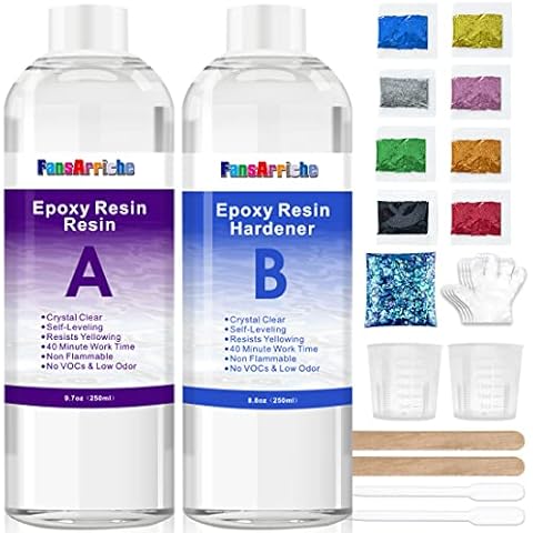 Epoxy Resin 500ml, Crystal Clear Resin and Hardener Kit for Casting and Coating, Jewelry Making, Craft Decoration Cover