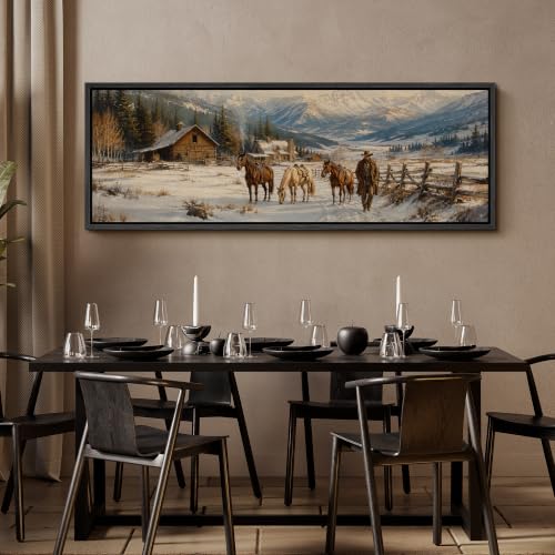 Image of MUDECOR Large Framed Canvas Print Wall Art Winter Ranch for Living Room