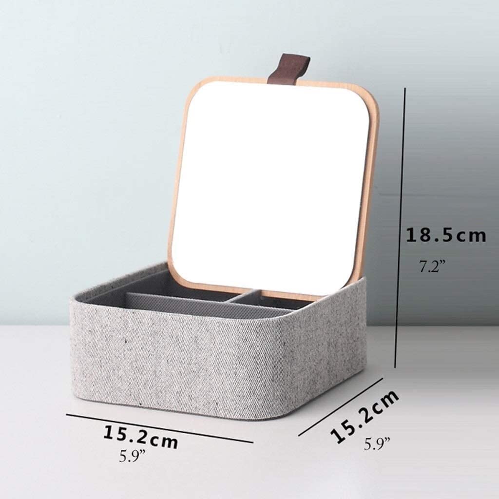 Nowoczesna Lustrzana Pokrywa Bambusowa W Jodełkę Zewnętrzna Tkanina Zegarek Pudełko Do Przechowywania Biżuterii Dla Kobiet Ozdoba(Square 2pcs)
