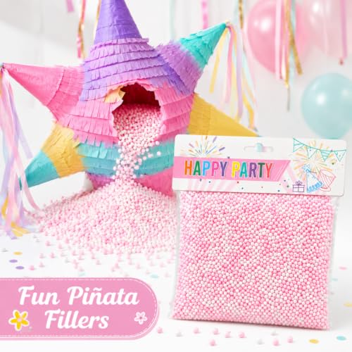 Image of Wanna Party Pink Foam Balls Pack, Pastel Mini Foam Beads for Pinata Fillers, Goodie Bag Fillers, Slime Making, Art & Craft Projects, Gift Packing and Party Activities