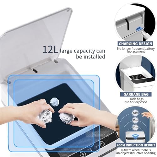 Caneca de Basura Inteligente con Sensor 12 L Dorada miniatura 4