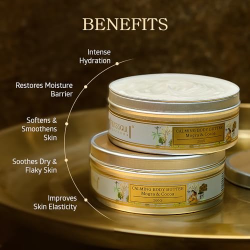 Image of Ayurveda Natural Calming Body Butter | Provides Deep Moisturization and Enhances Glow | Prevents Dryness | With Mogra and Cocoa Butter | For Men and Women | For All Skin Types |200g