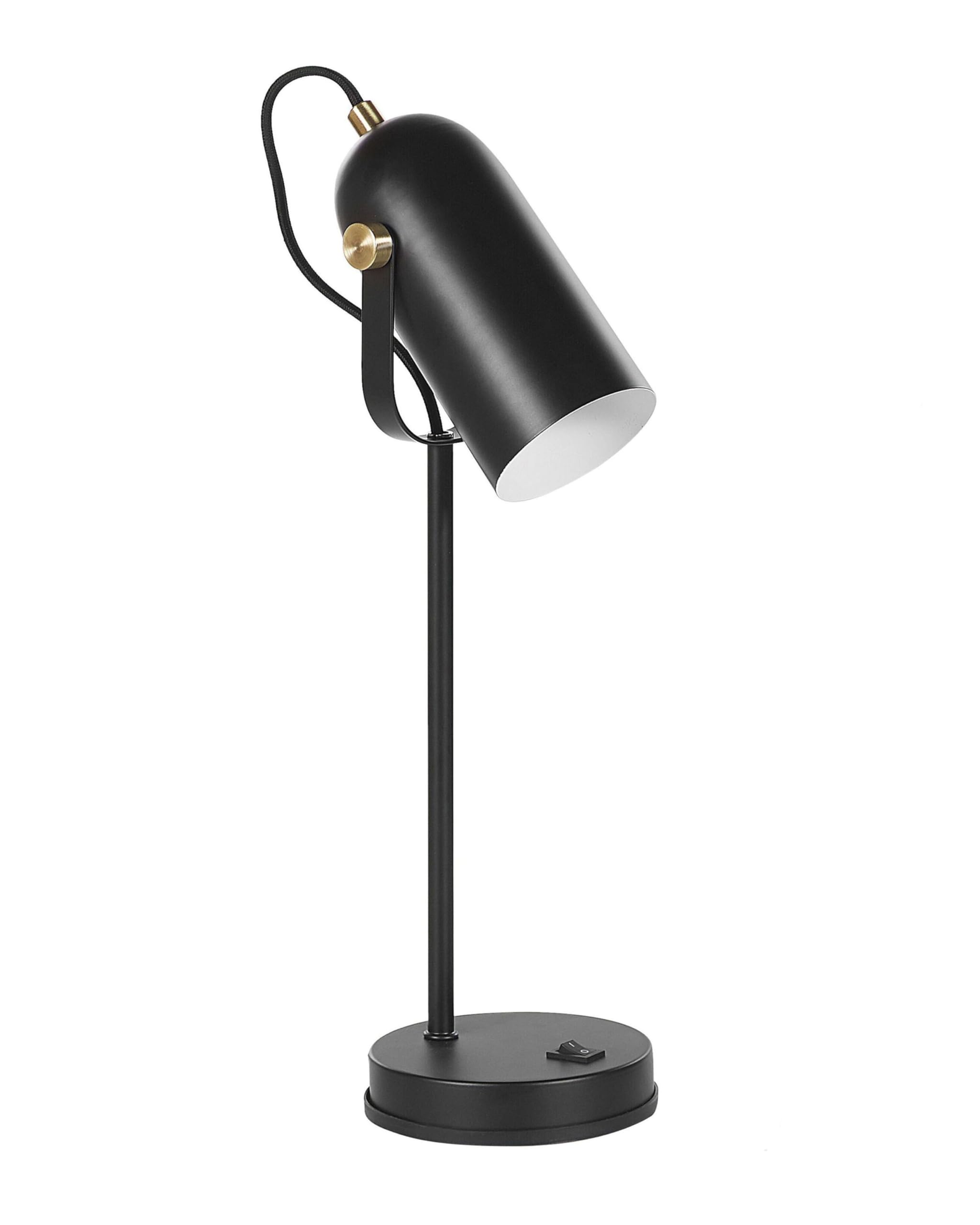 Beliani Industrial Table Lamp Metal Black E27 Adjustable Shade Living Room Bedroom, TYRIA