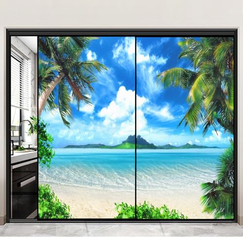 Vinilo decorativo para ventana con diseño playa 60x120cm miniatura 4