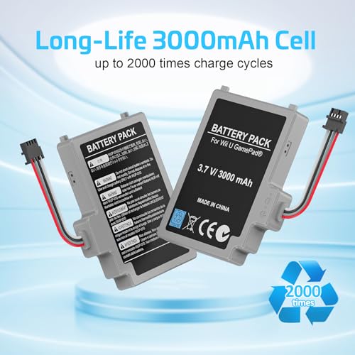 Image of KEKUCULL 2Pcs Battery Pack for Wii U Gamepad, Rechargeable Battery Replacement with Screwdriver for Nintendo Wii U Gamepad WUP-012, WUP-010