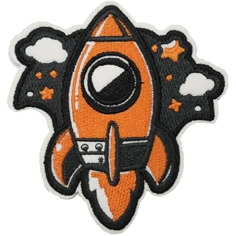 Obokata Embroidered Iron On Patches, Rocket Applique Patch, Sew On Patch for Vest Jackets, Clothing, Hats, Backbags & Jeans. Cover