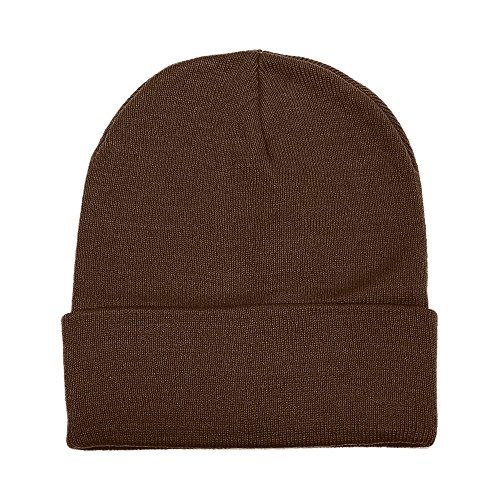 Gelante Men Women Warm Knit Cuffed Plain Beanie Hat Skull Cap. 2040A-1PC-Coffee