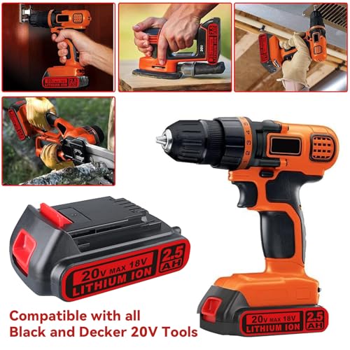 VANTTECH 2Packs LBXR20 20V 2.5Ah Lithium Battery Replacement for Black and Decker 20V Battery LB20 LBX20 LBXR20-OPE LBXR2020-OPE LB2X4020-OPE LBXR20B-2 LST220 LST300 Cordless Power Tools - Thumbnail 7