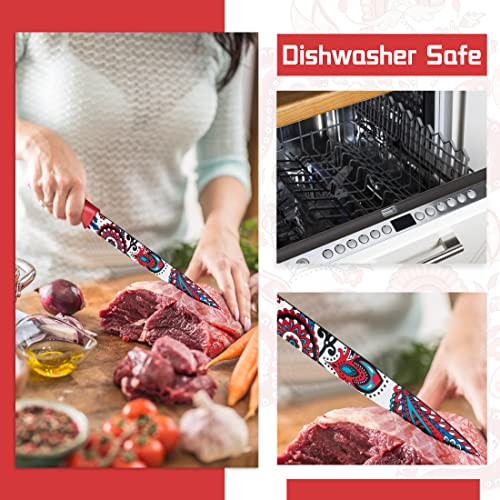 Astercook Knife Set, Paisley Pattern Kitchen Knife Set With Cover, Dishwasher Safe Colorful Knives With 6 Knife Sheath, German Stainless Steel Rainbow Knife Set #TOP4