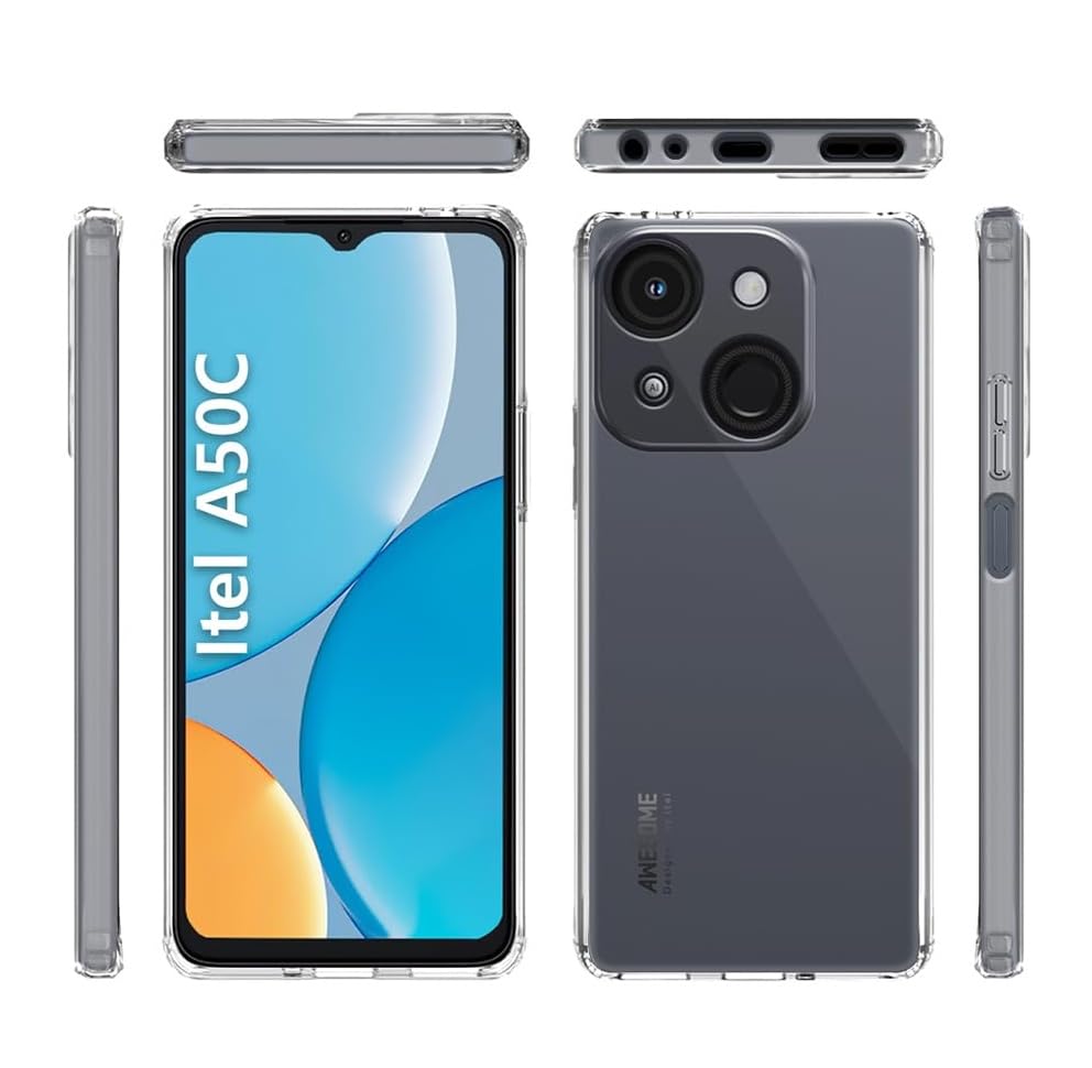Image of COVERBLACK Soft Rubber Silicon Clear Case Back Cover Compatible for Itel A50C 4G - Transparent