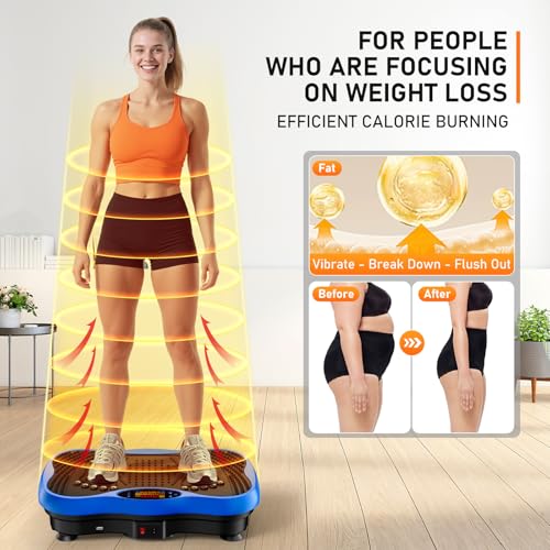 Image of Vibration Plate Exercise Machine, 130 Levels Full Body Workout Vibrating Plate for Lymphatic Drainage Weight Loss, 450 Lbs Capacity Shake Platform with Bluetooth for Women Men