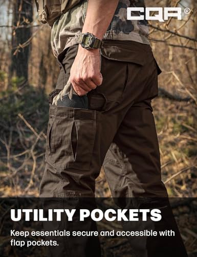 Image of CQR Men's Tactical Pants, Water Resistant Ripstop Cargo Pants, Lightweight EDC Work Hiking Pants, Outdoor Apparel
