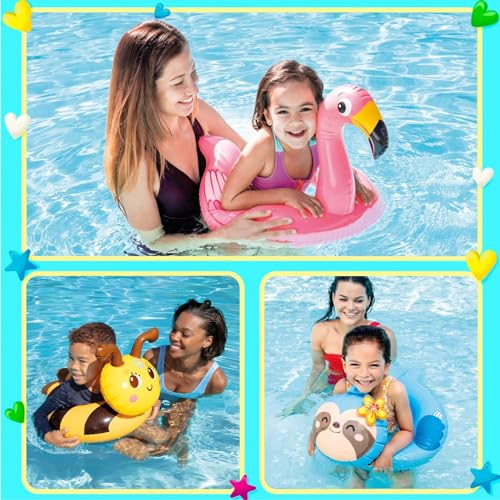 POPOYU 3Pcs Inflatable Pool Toys for Kids,Flamingo Bee Sloth Pool Inflatables Pool Floats,Swimming Pool Toys Swimming Rings for Summer Gift,Swimming Pool Beach Toys,Pool Party Decorations - Image 4