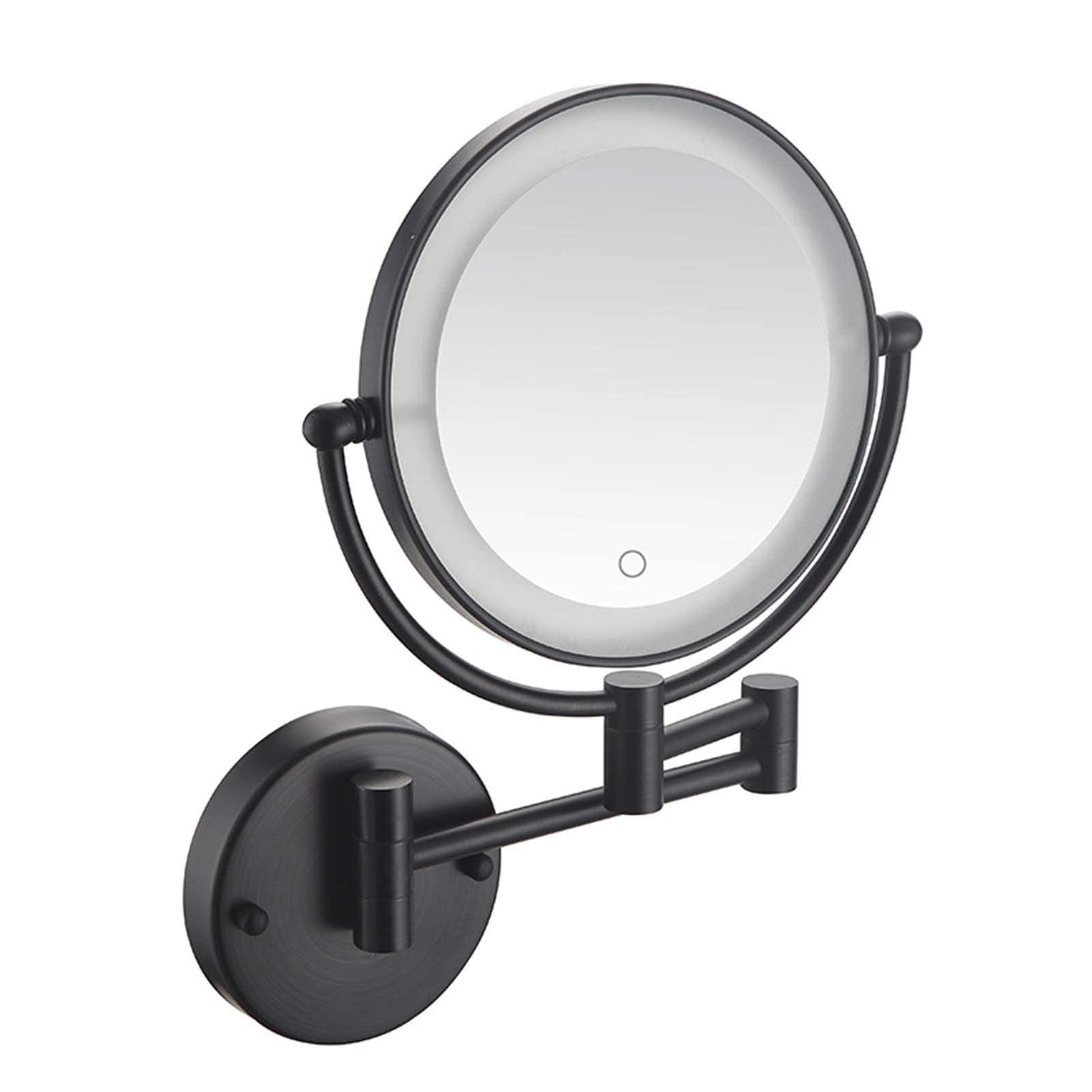Miroir de maquillage mural éclairé double face de 20cm pour salle de bain