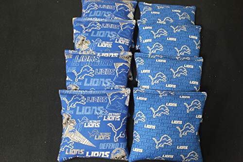 BackYardGamesUSA Detroit Football Cornhole BEANBAGS Set of 8 Regulation Game Toss Cornhole Bags