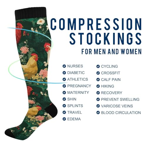 Image of Pigsaly Womens Compression Socks Yellow Stars Funny Brown Capybara Knee High Socks Athletic Tube Sock Outdoor Sport Socks