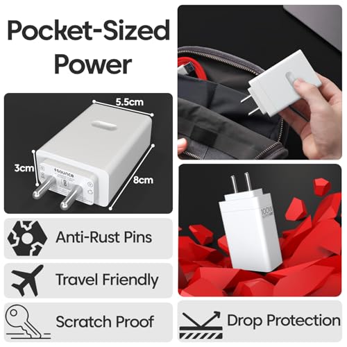 Image of OnePlus 100W UltraFast Type C Power Adapter with PD Supercharge Technology Enhanced Safety Protection Compact Travel Friendly Design for Charging of Smartphones Tablets Laptops USB-C Devices (White)