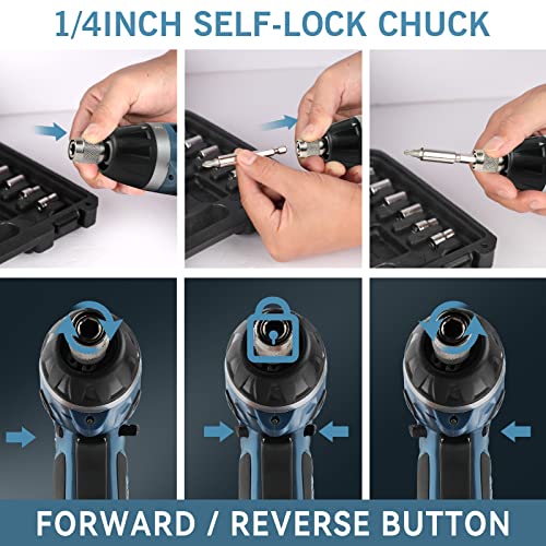 C P Chantpower Cordless Electric Screwdriver Set, 44Pcs 4V Electric Power Screwdriver 6+1 Torque Gears,1/4'' Hex Self-Lock Chuck, Rechargeable Lightweight Screwdriver With 2 Led Lights, Carrying Case #TOP1