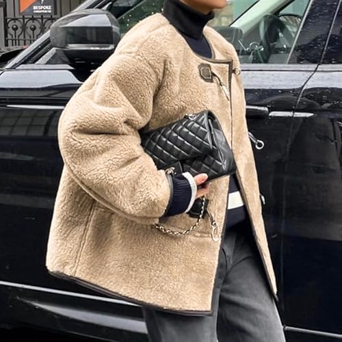 HOULENGS Women's Long Sleeve Sherpa Fleece Jackets Button Down Faux Fuzzy Coat Winter Warm Outwear with Pockets2