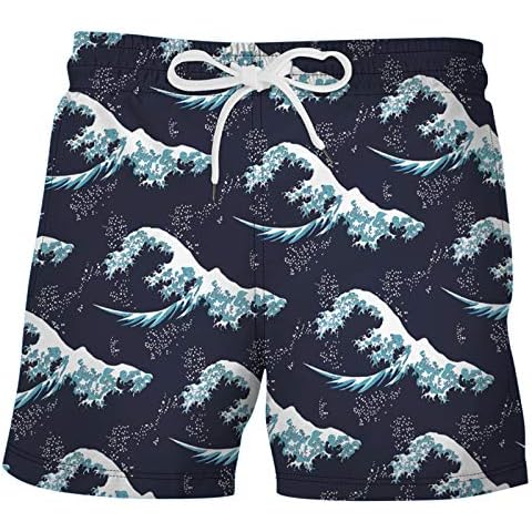 BarbedRose Men's 3D Printed Swim Trunks Board Short Quick Dry Beachwear Casual Beach Shorts with Pockets - blue - XX-Large Cover