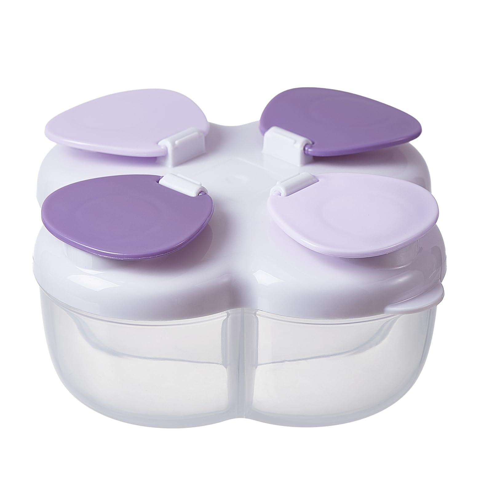 Photo 1 of [Top doesn't close] ZRHR Formula Dispenser No-Spill with Four Compartment, Infant Milk Powder Dispenser Portable On The Go, Kids Snack Formula Containers for Travel Hold Outdoor, Violet