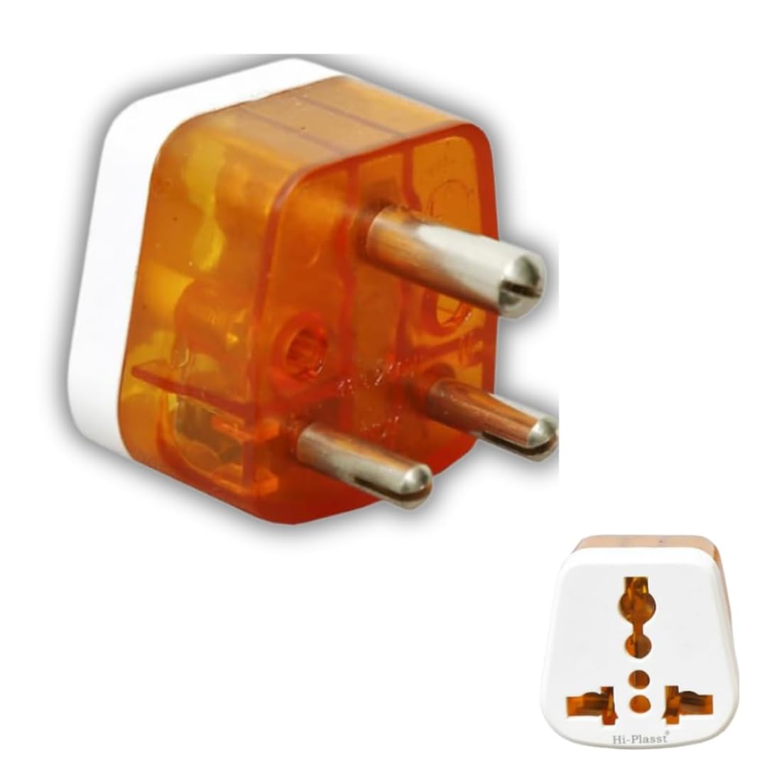 hi-plasst usa to india travel adapter 6a to 10a 3-pin plug converter (type d) – pack of 1 | universal socket for uk, canada, europe to indian plug | compatible with mobile, laptop, chargers.