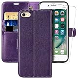MONASAY Wallet Case Compatible for iPhone 6 /iPhone 6s, 4.7-inch, [Glass Screen Protector Included] [RFID Blocking] Flip Folio Leather Cell Phone Cover with Credit Card Holder, Purple