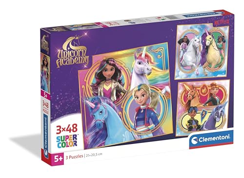 CLEMENTONI, PZL 3X48 Unicorn Academy, 5 Years, 25325