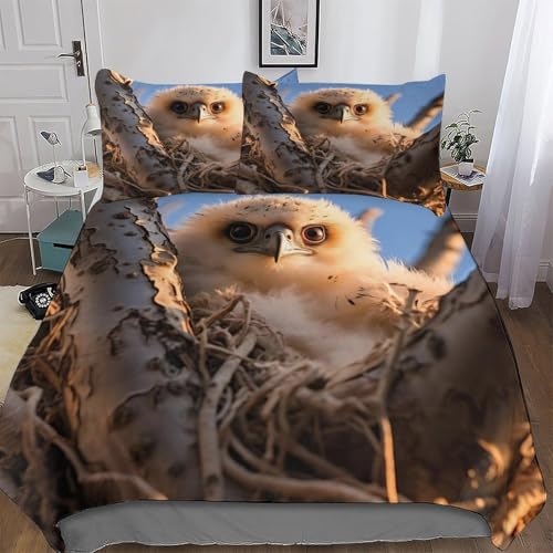 Parure de lit oiseau en microfibre douce King 220x240 cm