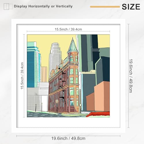 Picrit 20x20 Picture Frame 3 Pack, White Poster Frame, Display Poster 16 x 16 with Mat or 20 x 20 without Mat for Horizontal or Vertical Wall Mounting