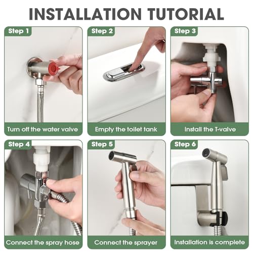 Miniatura 4 de Mornwaen Alcachofa De Mano Para Bidé, Accesorio De Bidé De Acero Inoxidable Para Inodoros, Cabezal De Pulverización Ajustable De Alta Presión Para Higiene Íntima G1 2 -3 8