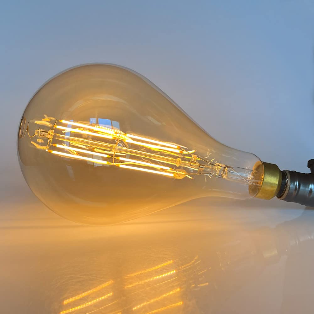 Bombillas LED antiguas, bombilla decorativa gigante de 8 W, base regulable E27, 220/240 V, 600 lúmenes, súper amarillo cálido A165