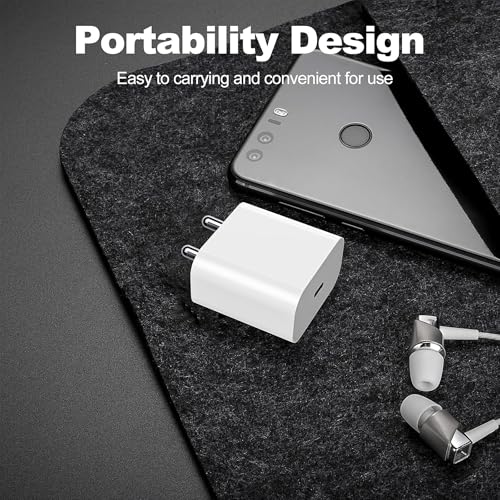 Image of KARWAN 20W Type C Charger with Type C Braided Cable [2Yrs Warranty] PD 3.0 Fast Charging Adapter Compatible with iPhone 17 /16 /15 /e /Air /Plus /Pro /Pro Max Series,iPad & More, BIS Certified Charger 25W