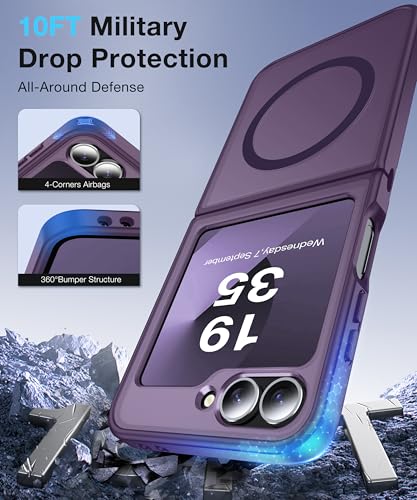 Image of NO.1 Magnetic for Samsung Galaxy Z Flip 6 Case Compatible with MagSafe [Military Grade Drop Tested][Translucent Matte][Anti-Fingerprint] Soft Silicone Bumper for Samsung Flip 6 Case,Purple