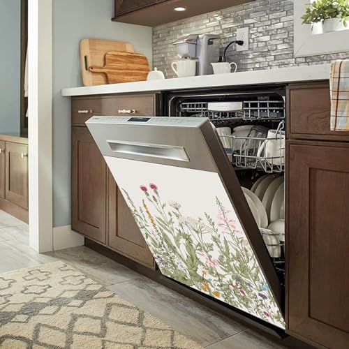 Image of Wildflowers Dishwasher Magnet Cover for Washers Fridge Cover Panel Decal Home Kitchen Decor,Washing Machine Cabinet Reusable Dishwasher Covers,26 x 23 inch