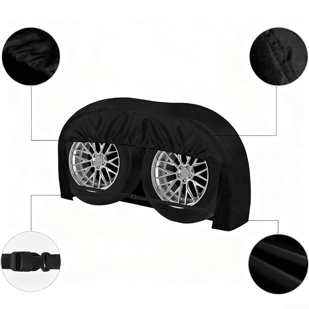 2 Stück Reifenabdeckungen 420D Oxford für Wohnwagen SUV LKW Wasserdicht UV-Schutz Schwarz 24-32 Zoll(33-35 inch)