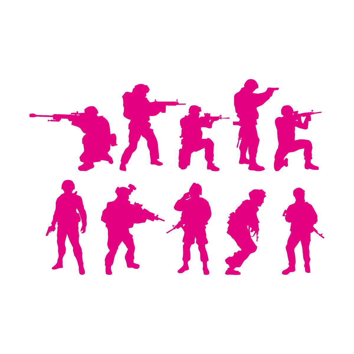 Vinyl Wall Decals Soldiers Silhouettes Military Arm Warriors Weapon 72x108.9cm Equipped with Transfer Film kit Extra Large Rosered