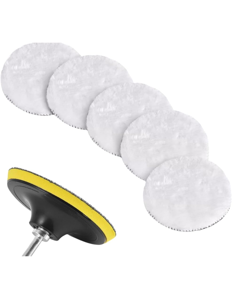 Luvilly 7 Pack Wool Buffing Pads for Drill, Polishing Pad，Drill Attachment M10 Adapter, for Car Polishing/Waxing/Painting Tabletops/Old Leather Sofas/Tile Polishing